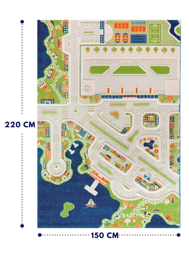 IVI 3D Play Carpet Mini City - XL | Blue | Activity Playmat for Kids & Children | Bedroom, Living Room, Nursery Rug | Polypropylene | Foldable | 220 cm x 150 cm - Image 2